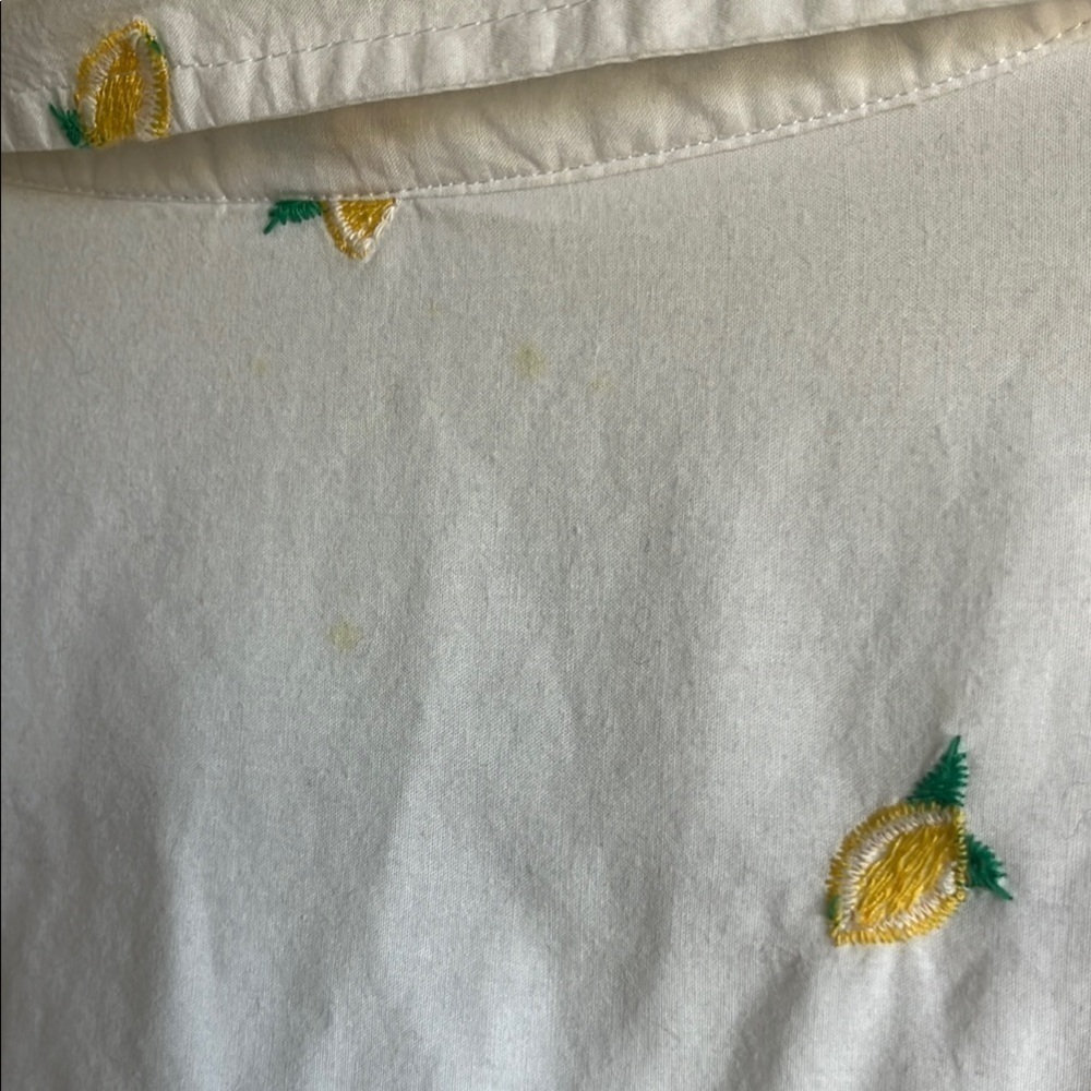 Kim Rogers Women’s Button Down Novelty Print Lemon Citrus Cotton Shirt Sz L - Picture 10 of 11